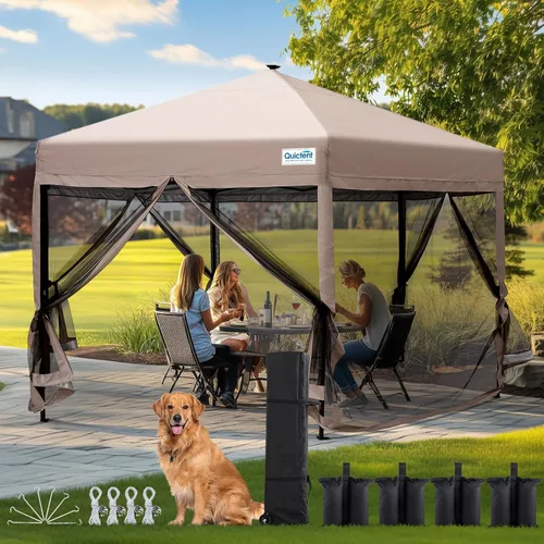 Miniatura 14 de Toldo desplegable Quictent Ez con pantalla de malla para carpa, con laterales de malla Canela