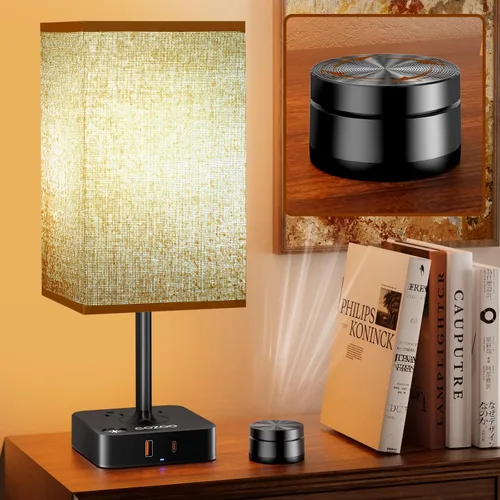 Miniatura 17 de Lámpara de mesa regulable cozoo USB para mesita de noche y escritorio con 2 puertos de carga USB (A+C) y 2 tomas de corriente, lámpara de mesita