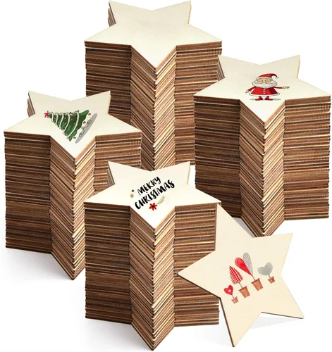 Miniatura 9 de 80 piezas cuadradas de madera natural sin terminar de 4 pulgadas en blanco, azulejos recortados de madera para manualidades, decoración del hogar