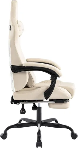 Miniatura 6 de Silla de juegos con reposapiés, silla ergonómica para computadora, cojín lumbar de masaje, silla de videojuegos de carreras, silla reclinable