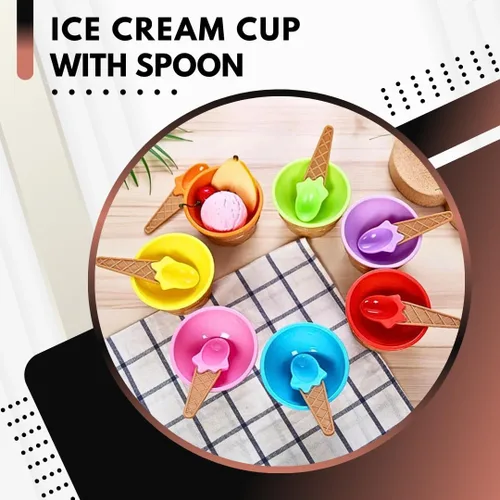 Miniatura 4 de Green Direct Copas de yogur congelado de helado de Sundae de plástico con cucharas - Cuencos de postre para helado (240)