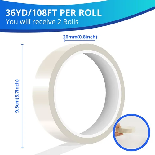 Miniatura 3 de HTVRONT Cinta Resistente al Calor - Cinta de Sublimación 2 Rollos 20mm x 33m Cinta de Transferencia de Calor, Cinta de Calor Sin Residues