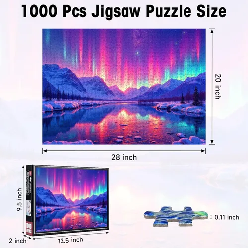 Miniatura 4 de Rompecabezas de auroras boreales para adultos de 1000 piezas, rompecabezas de Aurora Borealis para decoración de pared, alivio del estrés