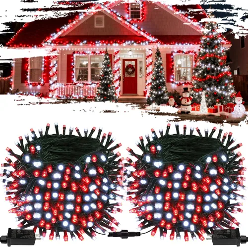 Miniatura 11 de Guirnalda de luces de Navidad, paquete de 2 unidades, se pueden conectar entre si, 164 pies, 400 focos LED rojos, impermeables, para interiores