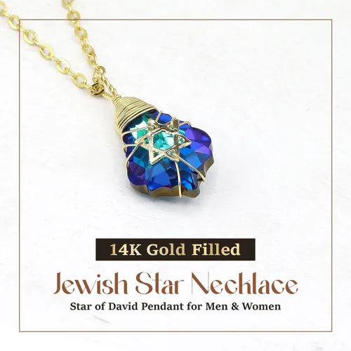 Miniatura 8 de Collar de estrella de David para mujeres y hombres, collar de estrella judía relleno de oro de 14 quilates, collar de Israel