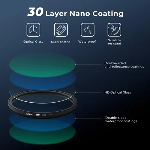 Miniatura 6 de Beschoi Filtro polarizador de 1.457 in, filtro polarizador circular multicapa de 30 capas con revestimiento nano multicapa (CPL) con vidrio óptico
