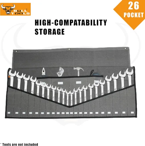 Miniatura 4 de BULL TOOLS Organizador de Rollo de Herramientas de Servicio Pesado de 26 Bolsillos, Bolsa de Herramientas Enrollable de Lona Duck de Algodón, Bolsa