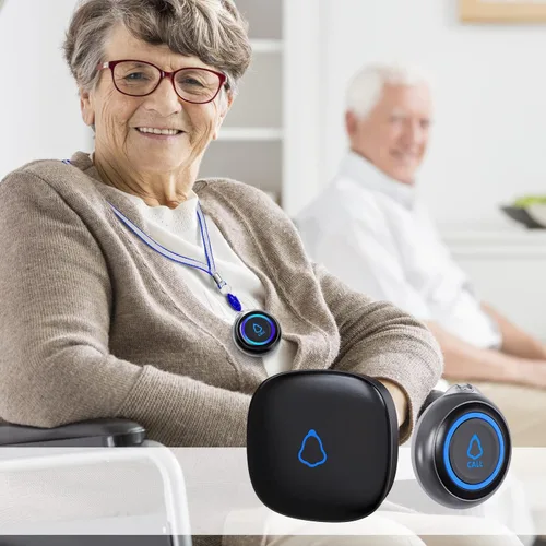 Miniatura 7 de Localizador de cuidador, botón de llamada inalámbrico para personas mayores/ancianos en casa, 1 botón SOS + 1 receptor sistema de alerta médica