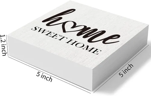 Miniatura 2 de mmiishe Letrero decorativo de madera para la familia, decoración de la sala de estar, decoración rústica de casa de campo, para estante de 5 x 5