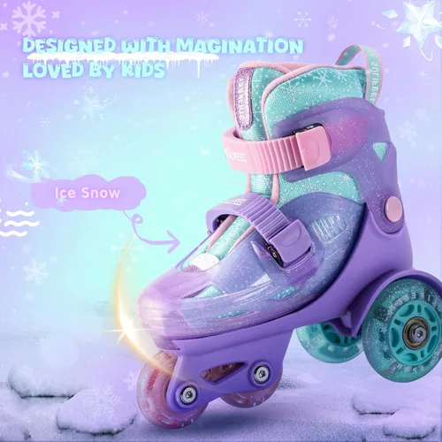 Miniatura 2 de SULIFEEL Patines de Ruedas Ajustables para Niñas Niños Infantiles, Ruedas Divertidas Iluminadas con Luz Flash de Tipo Equilibrio de Tres Puntos Azul