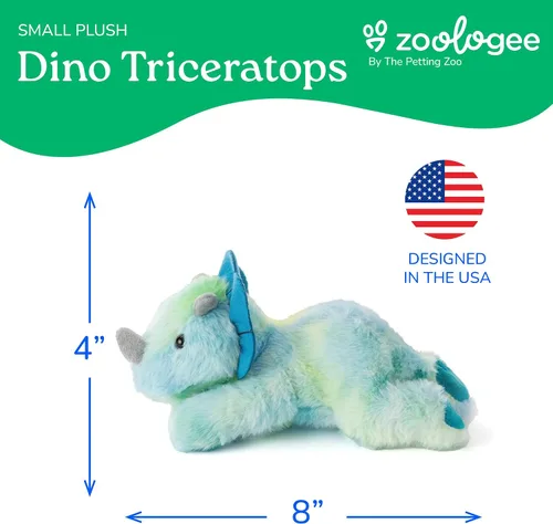 Miniatura 3 de The Petting Zoo Dinosaurio Triceratops - Peluche de peluche, regalos para niños, animales de dinosaurio Scoopz, juguete de peluche de dinosaurio