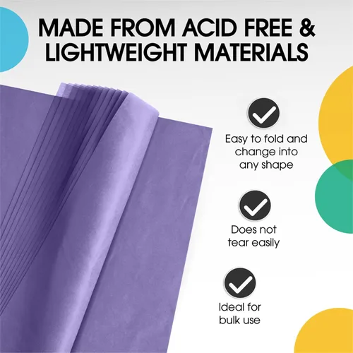 Miniatura 3 de Party Solids Papel de seda morado para bolsas de regalo, papel de seda a granel de 15 x 20 pulgadas, 480 hojas, papel de periódico de 10 libras