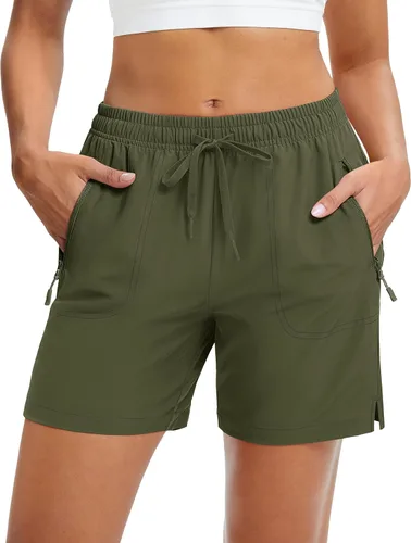 MAGCOMSEN Pantalones cortos de senderismo para mujer de 5 pulgadas, UPF 50+, de secado rápido, ligeros, atléticos, para correr, golf, verano,