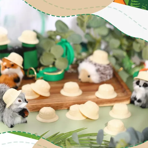 Miniatura 2 de Sratte Mini sombreros de safari en miniatura, explorador de la selva, sombrero de plástico para fiesta de safari, juguete para fiesta de aventuras