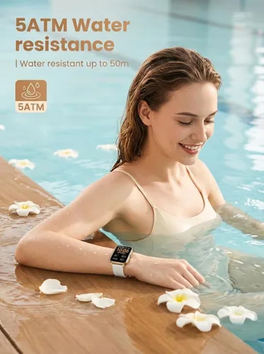 Miniatura 4 de SKG Reloj inteligente, rastreador de actividad física con 5 ATM, impermeable, monitor de salud para frecuencia cardíaca, oxígeno en sangre, sueño
