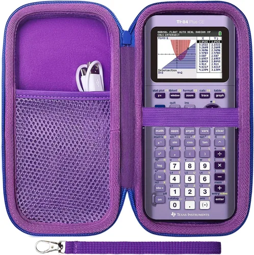 Miniatura 11 de Funda para calculadora gráfica Texas Instruments TI-84 Plus CE/TI-84 Evo/TI 84 Plus/TI-Nspire CX II CAS/TI-Nspire CX II, bolsillo de malla para Negro