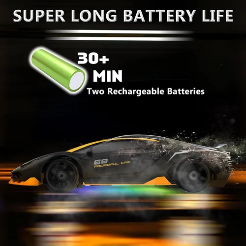 Miniatura 4 de Coche de deriva a control remoto 1:24, auto de control remoto 4WD 15KM/H, auto deportivo de carreras de alta velocidad con luces LED, autos a