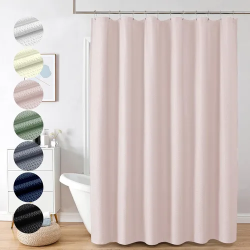 Miniatura 47 de OVZME Berry - Cortina de ducha extralarga verde de 96 pulgadas, cortina de baño de tela con textura en relieve 3D, cortina de baño grande para Verde