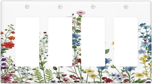 Miniatura 123 de Cubierta de Interruptor de Luz de 1 Gang con Escena de Flores de Grecia Mediterránea, Dispositivo Individual Basculante/GFCI, Placa Decorativa