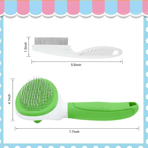 Miniatura 2 de Cepillos para gatos de interior, cepillo para perros para muda de pelo con peine metálico para gatos, cepillo autolimpiante para pelo de mascotas