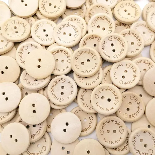 Miniatura 2 de 200 botones de madera de 1 pulgada para manualidades de 0.984 in, hechos a mano con botón de madera para manualidades, 2 agujeros para manualidades