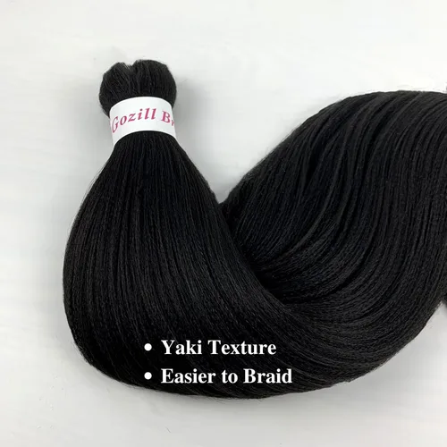 Miniatura 4 de Cabello trenzado preestirado, negro, hipoalergénico, preestirado, trenzado, sin nudos, sin picazón, suave