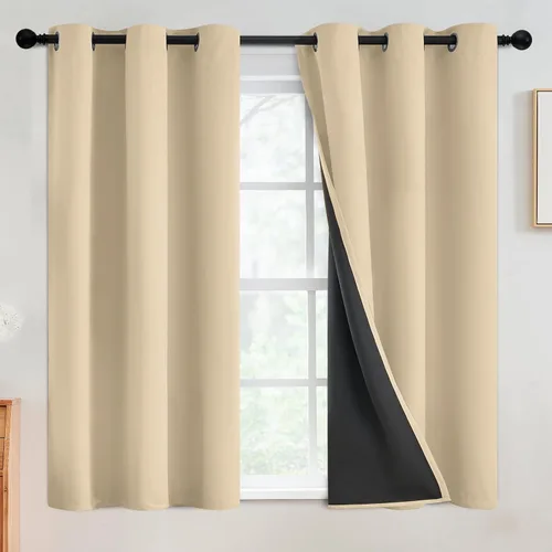 Miniatura 56 de SimpleHome - Cortinas opacas 100% para recámara, cortinas de ventana con ojales beige, con aislamiento térmico, cortinas de oscurecimiento