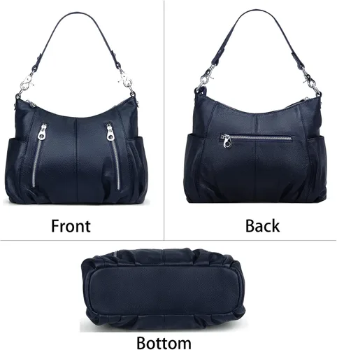 Miniatura 5 de HESHE Monederos de cuero genuino para mujer, bolso de hombro Hobo, bolso cruzado, bolsos de diseñador para damas