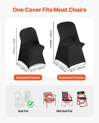 Miniatura 135 de VEVOR 150 fundas blancas para sillas de poliéster y elastano, fundas elásticas para bodas, fiestas, comedor, banquetes, sin pinzas, 150