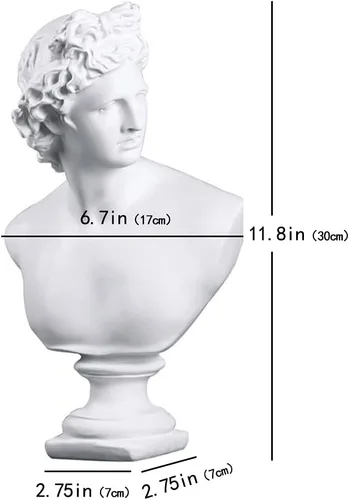 Miniatura 7 de Estatua clásica griega de busto de David Man de 11.8 pulgadas, escultura de resina grande de resina romana Apolo para decoración del hogar
