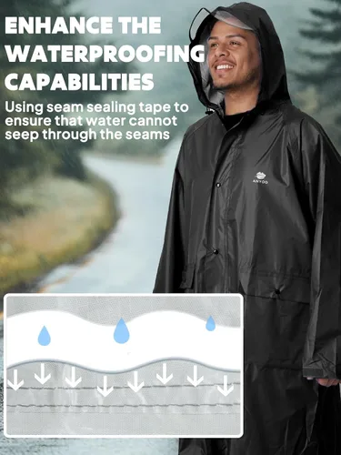 Miniatura 6 de Anyoo Poncho de lluvia con capucha, impermeable, ligero, para hombres, mujeres y adultos, con bolsillo para senderismo, camping, actividades al aire