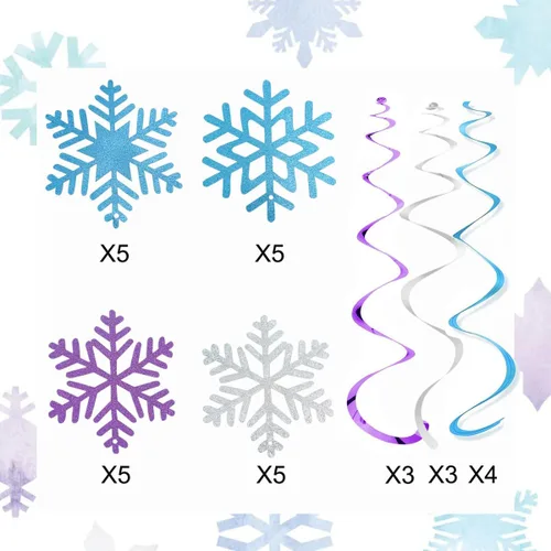 Miniatura 3 de 30 decoraciones de remolino colgante de copo de nieve congelado, copos de nieve de invierno, serpentinas de techo para decoración de nieve brillante