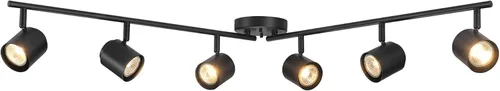 Miniatura 14 de Globe Electric 64000055 - Iluminación de riel de 6 luces de 42", barra central doble giratoria, color blanco mate, acentos en tono madera, luz