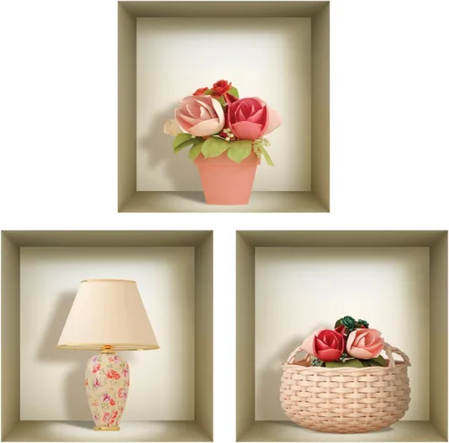 Miniatura 11 de Arte de pared 3D, juego de calcomanías de nicho, decoración de pared 3D, calcomanías de pared para sala de estar, calcomanías de pared