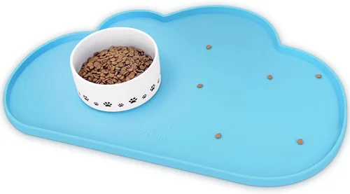 Miniatura 19 de Ptlom - Alfombrilla de silicona para alimentación de mascotas para perros y gatos, alfombrilla para comedero con bordes altos, antideslizante, Beige