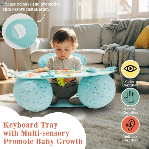 Miniatura 3 de Baby Donut Sit Me Up Asiento de suelo para 3-36 meses, asiento inflable para bebé con funda, silla de actividades para sentarse, bandeja sensorial