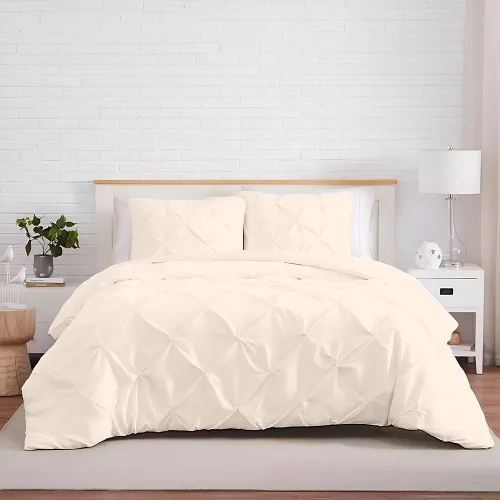 Miniatura 46 de Kotton Culture 1 Pc Twin/Twin XL Size Pinch Pleated - Pintuck Duvet Cover Only - 100% Egyptian Cotton Sateen -1000 TC Luxury Comforter Cover-Zipper