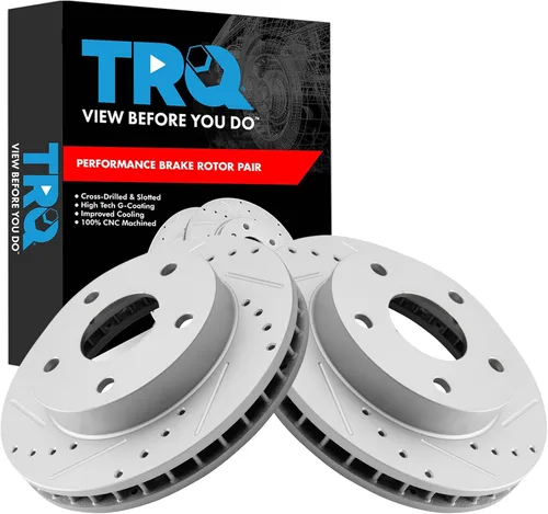 Miniatura 315 de TRQ Juego de rotores de freno de rendimiento trasero con revestimiento G premium compatible con Mazda 6 2014-2021
