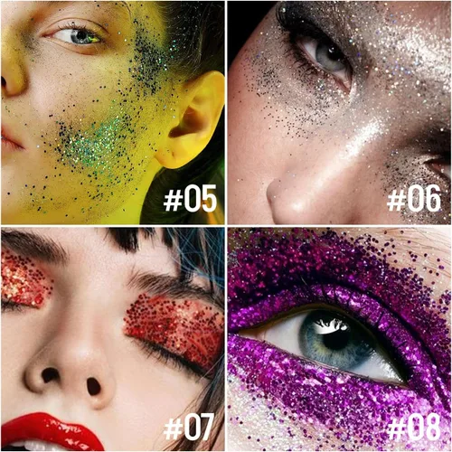 Miniatura 4 de KYDA Barra de purpurina corporal, gel grueso con purpurina para rostro y cabello corporal, pintura holográfica brillante de lentejuelas de sirena