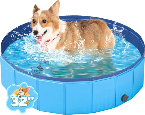 YSJILIDE Piscina plegable para perros, piscina portátil de PVC para mascotas, baño plegable de plástico para perros y niños grandes, medianos y Azul