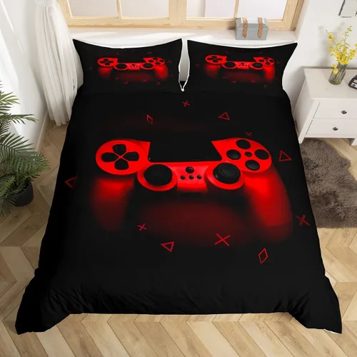 Miniatura 15 de Funda de edredón con estampado de mando de videojuegos para niños, tamaño individual (sin edredón), juego de ropa de cama Play Gamer para niños