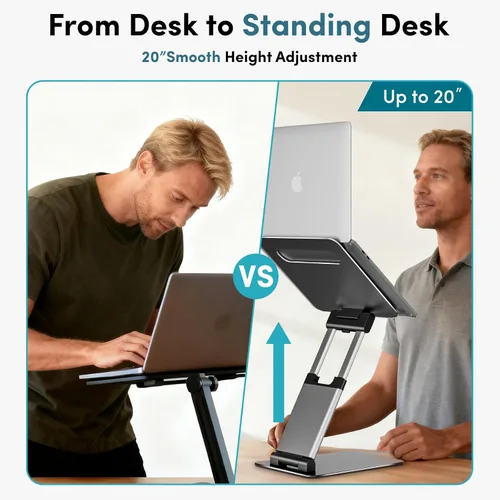 Miniatura 2 de Lifelong Soporte ergonómico ajustable para laptop para escritorio, altura de hasta 20 pulgadas, soporte elevador portátil para computadora portátil