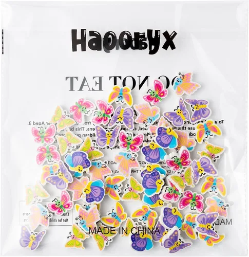 Miniatura 8 de Haooryx Mini borradores de mariposa de primavera para niños, 60 unidades a granel novedosos borradores de mariposa 3D rompecabezas de escritorio