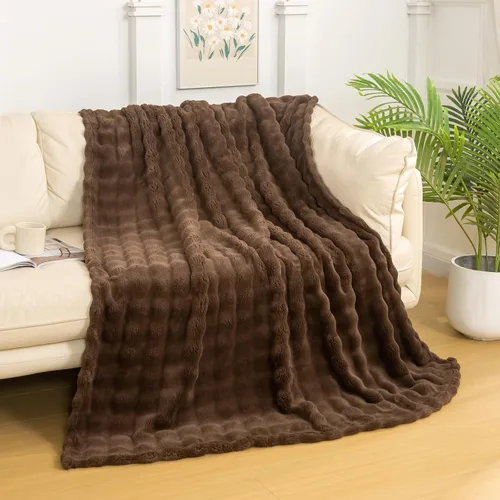 Miniatura 22 de YUSOKI - Manta de forro polar 3D con burbujas Felpa ultrasuave y esponjosa de 13.44 oz/m² Manta ligera y acogedora para sofá cama Para todas