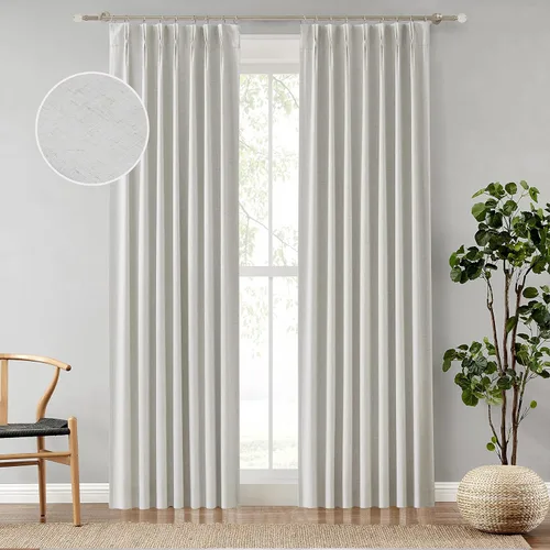 Miniatura 24 de Central Park Paneles de cortinas plisadas opacas con textura de lino, con aislamiento térmico y pestaña trasera, para sala de estar o dormitorio