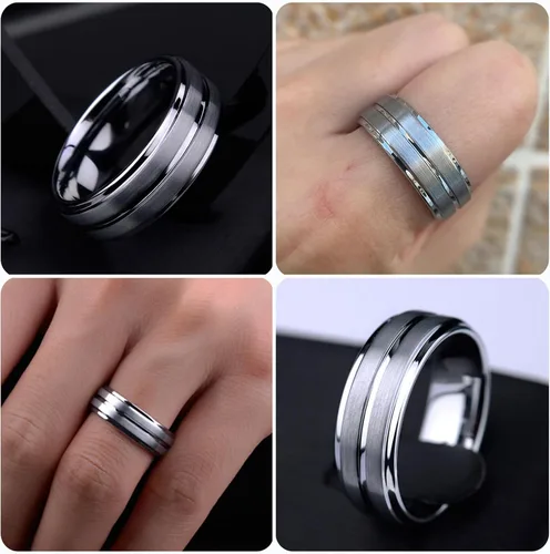 Miniatura 3 de Newshe Jewellery Juego de anillos de boda para él y ella, AAAAA, circonita cúbica para mujeres y hombres, anillos de tungsteno de plata de ley 925