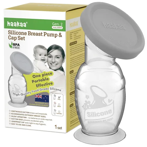 Miniatura 9 de Haakaa Extractor de leche manual con base de 4 fl oz/3.4 fl oz+tapa (rubor), Gen.2