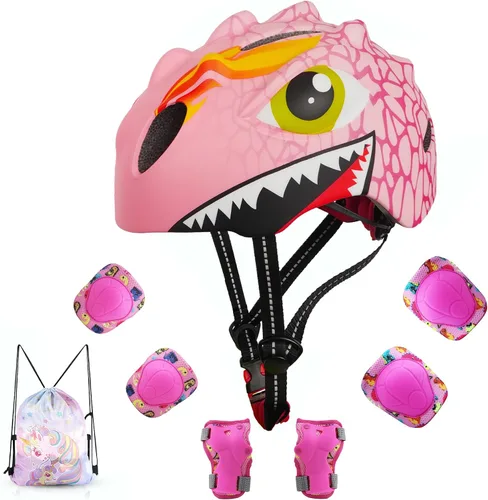Miniatura 10 de Toddler Helmet Kids Bike Helmet for 2 3 4 5 6 7 8 Years Old Girls with 3D Dinosaur Design Protective Gear Set and Safety Certified, Toddler Bike