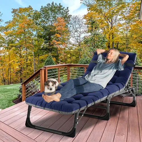 Miniatura 4 de DoCred Sillón plegable, 5 posiciones, ajustable, plegable, cama para dormir, tumbona, tumbona, perfecta para tomar el sol, campamento, piscina