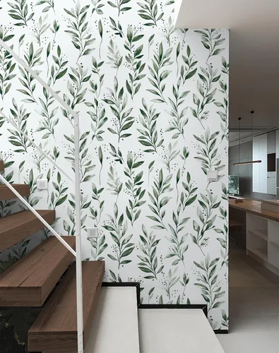 Miniatura 5 de Papel tapiz autoadhesivo para despegar y pegar, papel de pared de hojas verdes, papel de contacto moderno, extraíble, autoadhesivo para baño